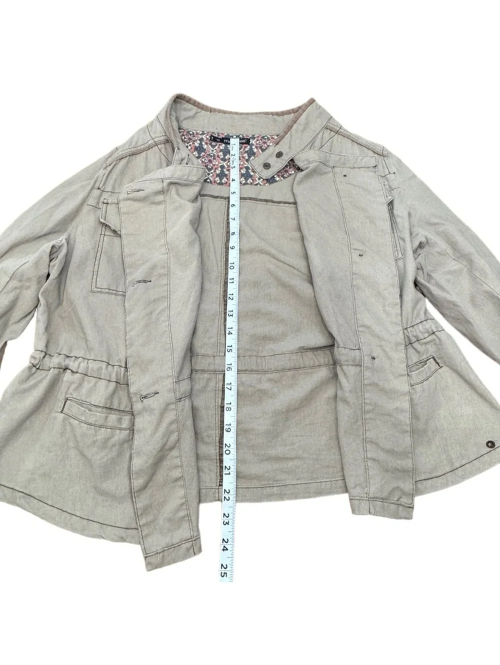 Maurices Khaki Button Linen Blend Jacket Cinch Waist Plus Size Women’s Size 1X